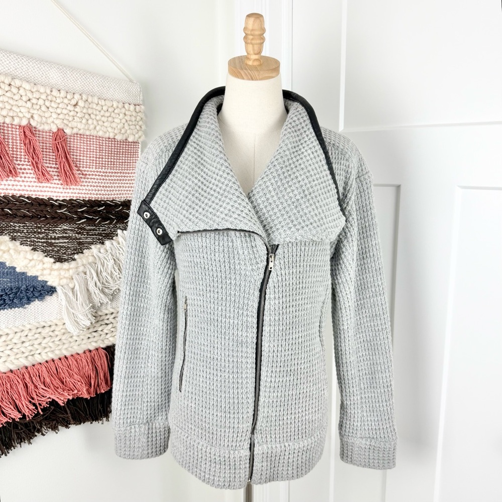 IRO Chelane Waffle Knit Zip Up Jacket Grey Sz 40EU 8US